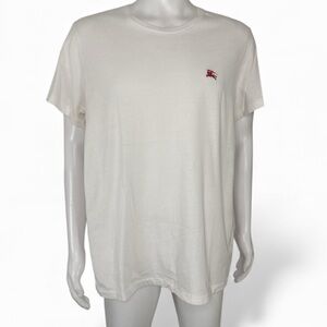 Burberry White Tee with Red Equestrian Logo